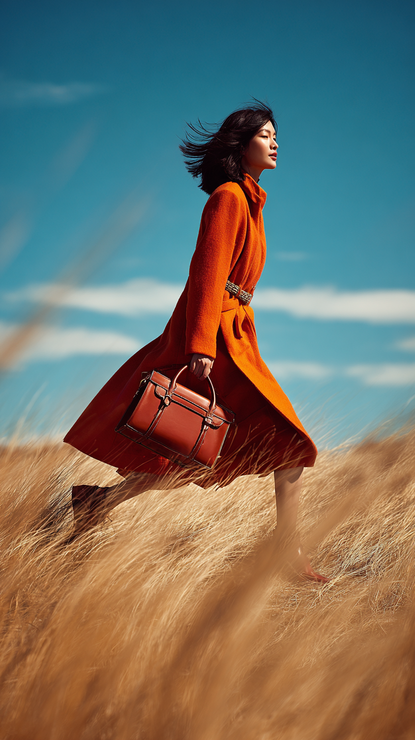 Womenswear editorial — autumn field