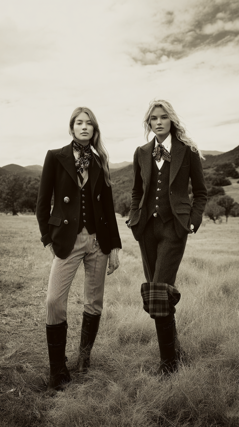 Heritage fashion editorial — two women