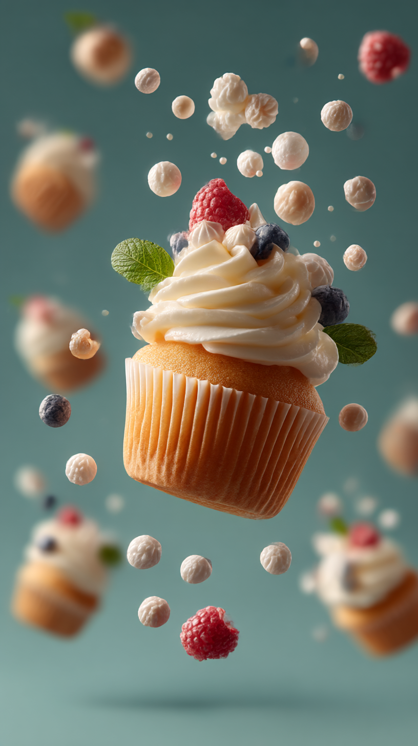 Gourmet cupcake with fresh berries