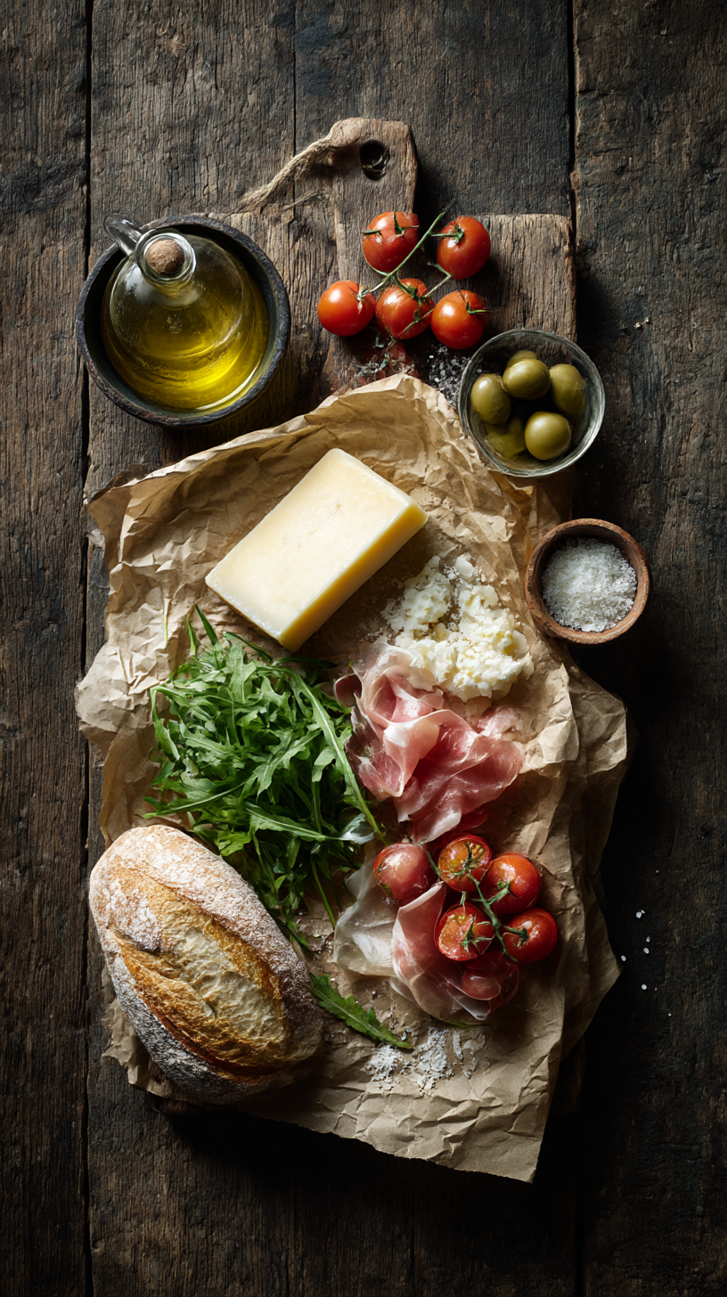 Rustic Italian ingredients board