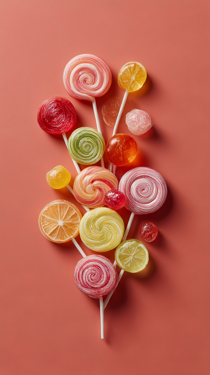 Artisan lollipop flat-lay