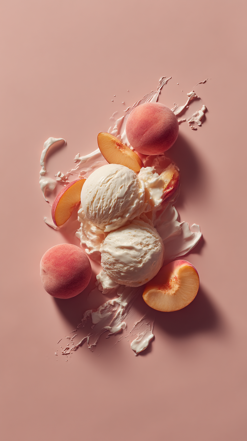 Peach ice cream flat-lay