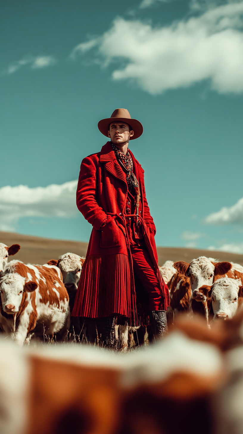 Fashion editorial — rancher on the plains