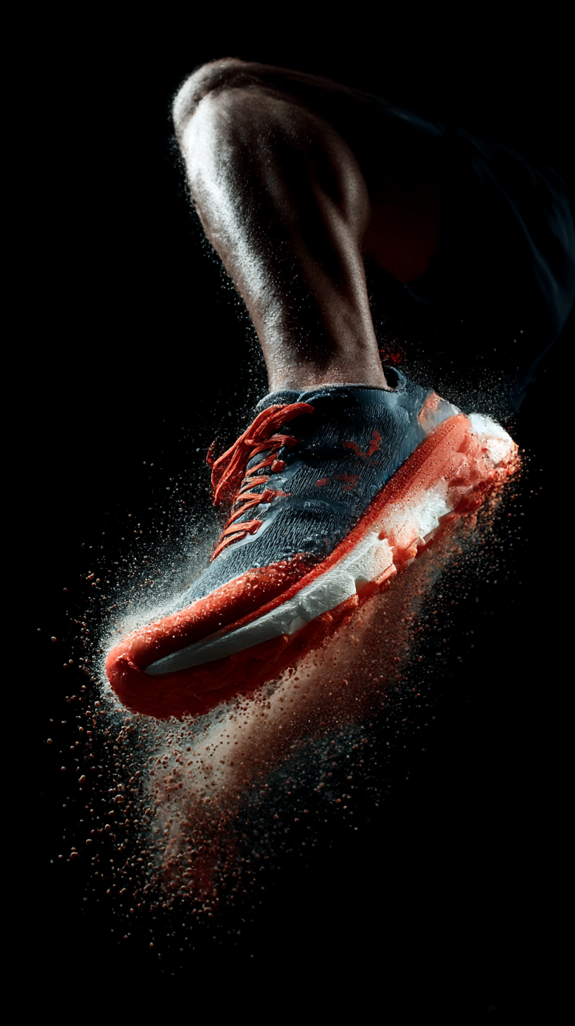 Athletic footwear action shot