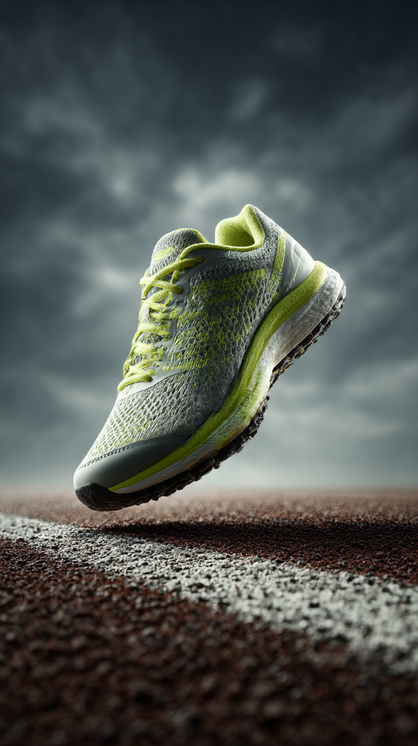 Performance running shoe on the track