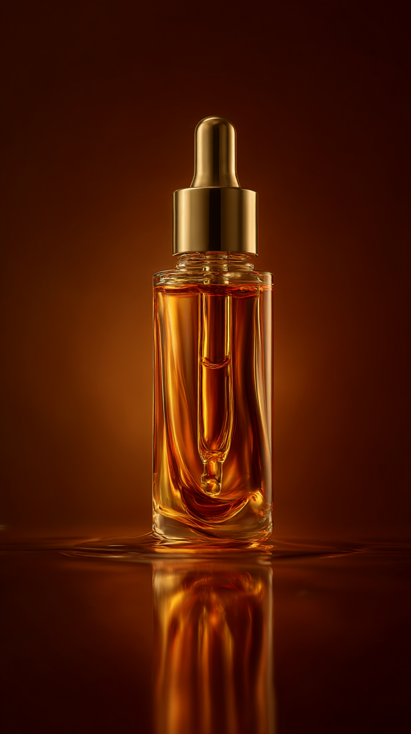 Luxury facial serum in an amber glass bottle