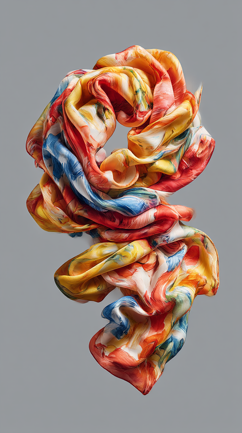 Printed silk scarf product shot