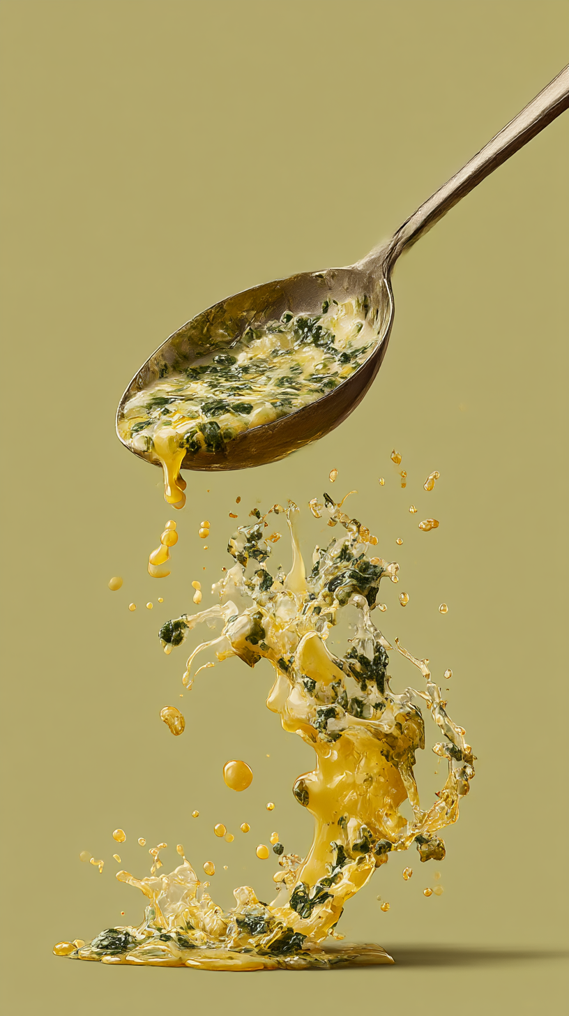 Herbed sauce in motion — food photography