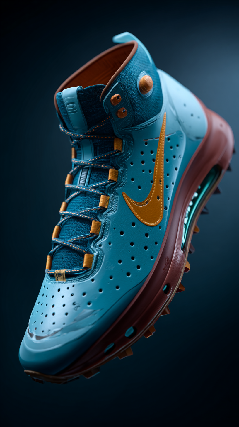 High-end sports shoe on a dark backdrop