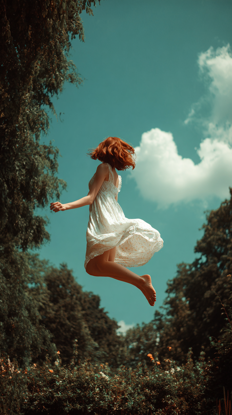 Whimsical fashion editorial in a garden