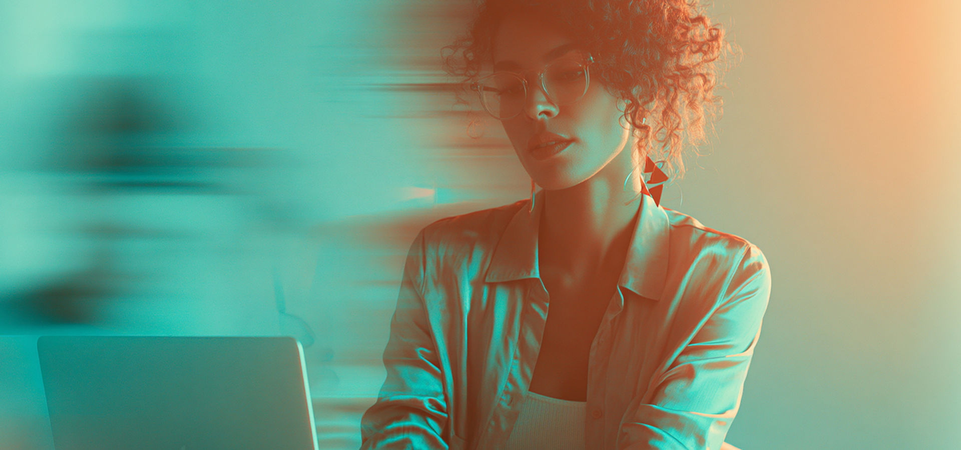 Creative professional working with AI tools in an office